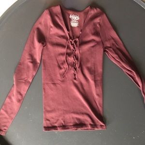 Free People Laced Top in Burgundy